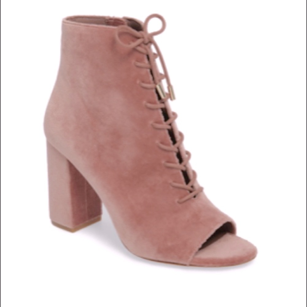 NIB Joie Open Toe Velour Bootie 9 Light Mauve Pink